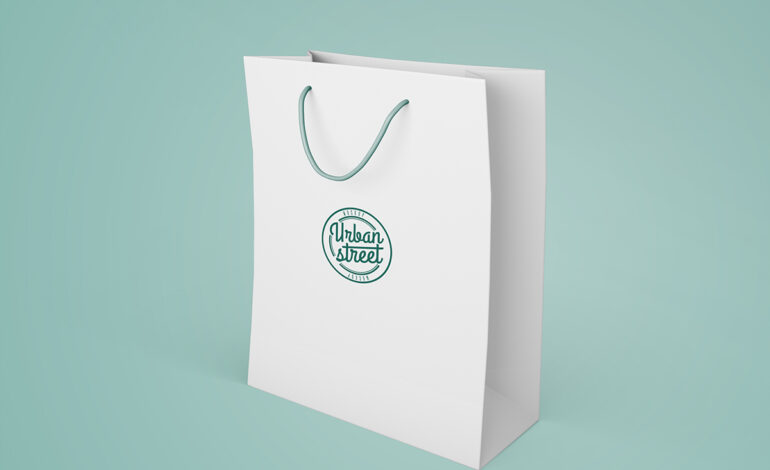  A Kraft Paper Bag Mockup & Vector Logo